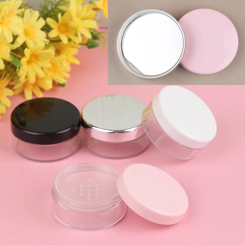 

30g Plastic Loose Powder Jar With Sifter Empty Cosmetic Container Black Matte Cap Makeup Compact Portable Loose Powder Box