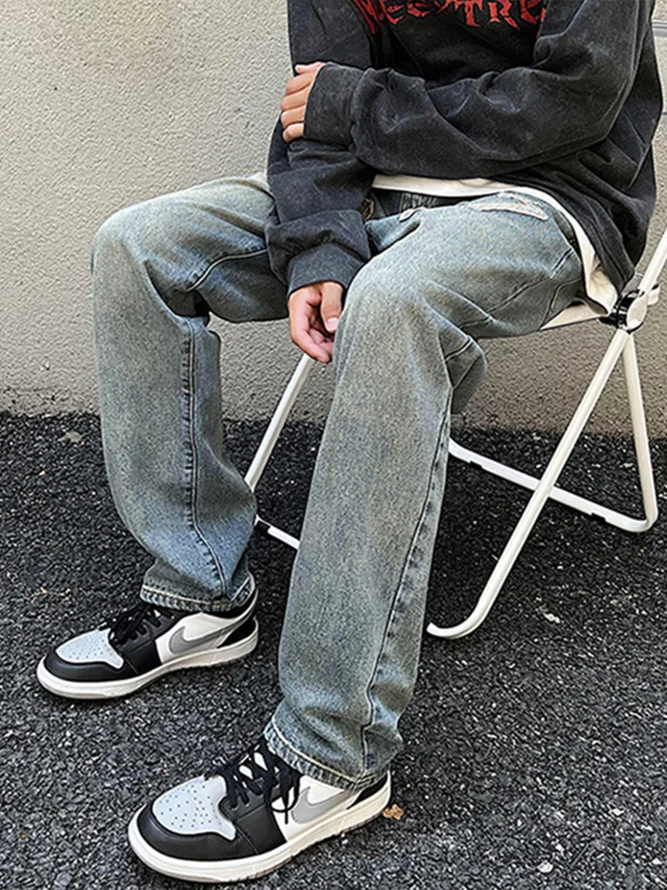 Oversize Distressed Jeans Pants Men Ripped Jeans for Men Y2K Blue Denim Trousers Male Punk Japanese Streetwear Hip Hop Men Jeans