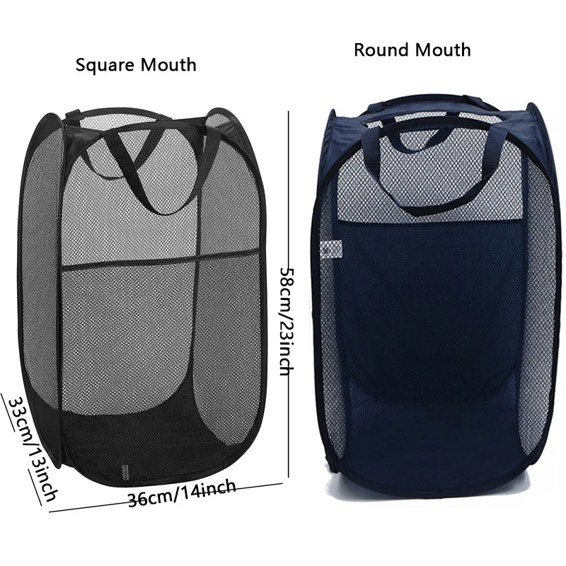 Купить Сетчатая складная корзина для белья, корзина для хранения в доме с прочными ручками, портативный органайзер для белья, корзина