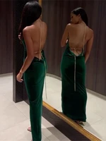 new fashion sexy backless chain slim fit dress women 2022 summer elegant evening party beach wear cloth wholesale