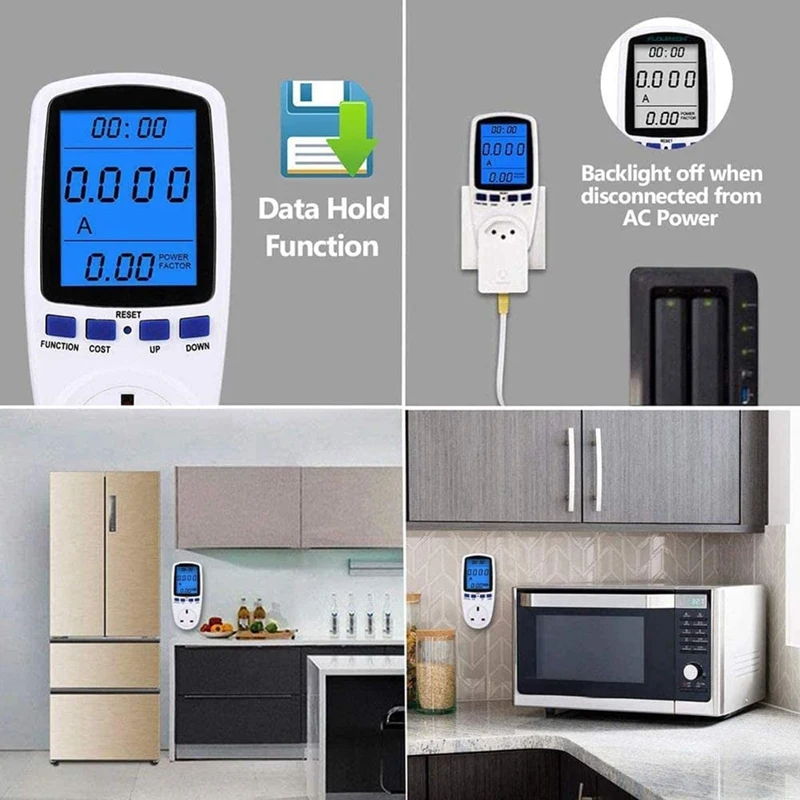 Измеритель мощности монитор потребления электроэнергии с подсветкой ЖК-дисплей