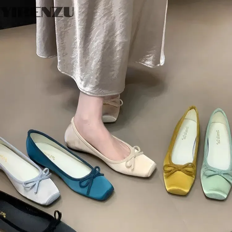 Новинка 2023 года твидовые женские удобные балетки без шнуровки на плоской подошве