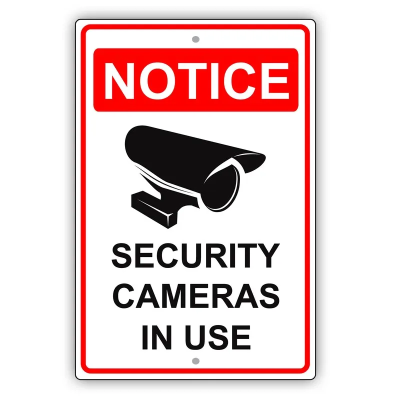 

Notice Security Cameras In Use Aluminum Metal Sign CCTV Video Surveillance Warning Safety Alert Property Office Home Shop Indoor