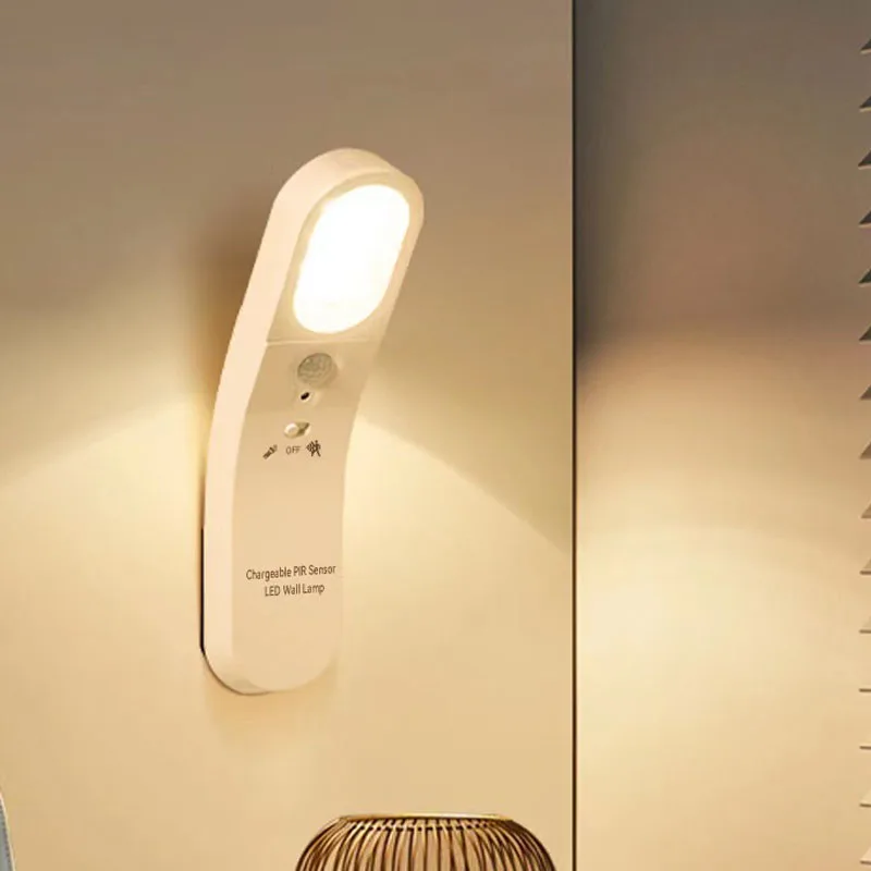 

USB Night Light Rechargeable Sensor Induction Wall Light Control Table Lamp Creative Gift Bedside Wall Lamp Portable Flashlight