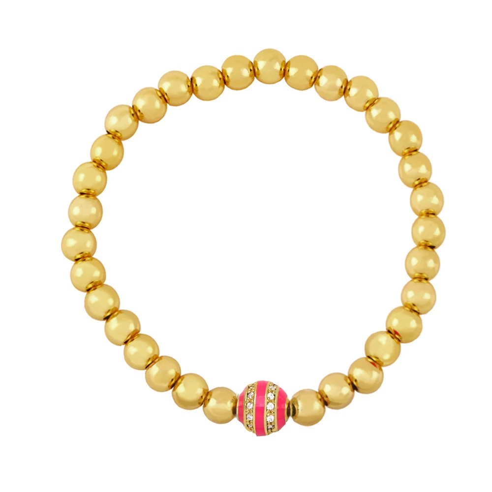 FLOLA очаровательный браслет-цепочка из бисера Медные циркониевые эмалевые бусины