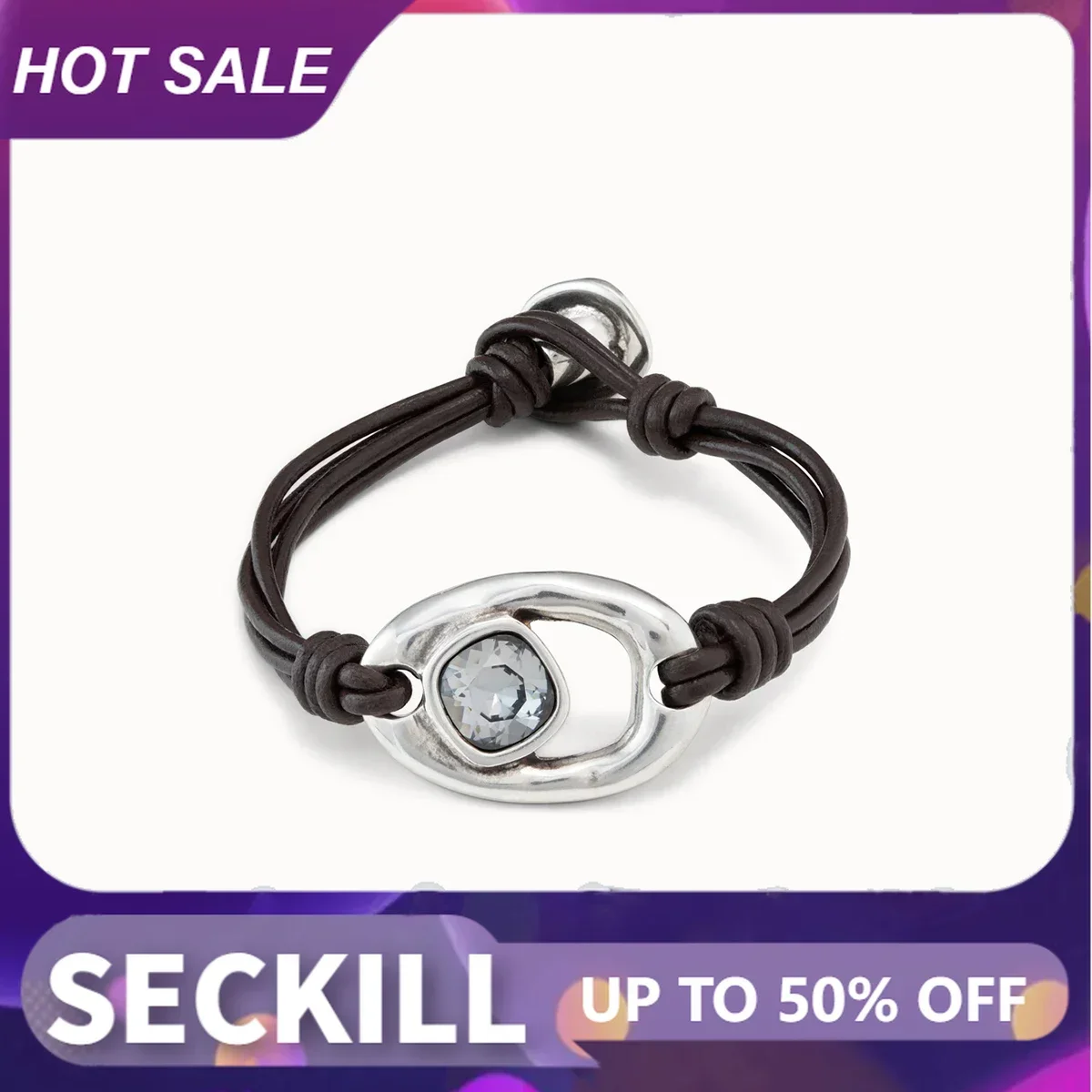 UNOde50-оригинальный кожаный браслет из веревки для женщин нерегулярные квадратные