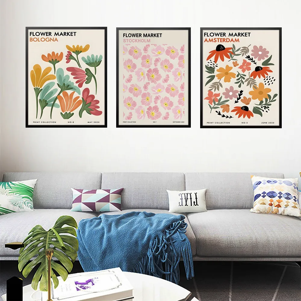 Красочный Матисс Цветочный рынок Настенный декор Картина Современный розовый