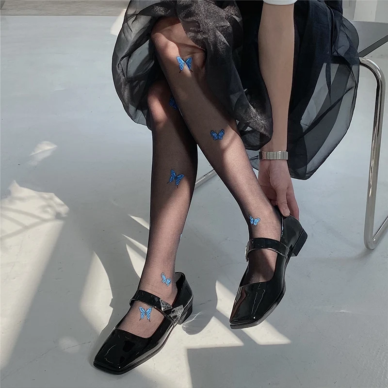 

Black Sexy Women Tights Constellation Printed Pattern Pantyhose Tights Imitation Flower Tattoo Ladies Fashion Gothic Tights Dark