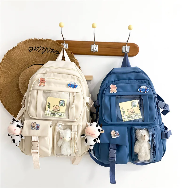 Детский рюкзак KAFVNIE, нейлоновый школьный рюкзак для студентов, водонепроницаемый, с несколькими карманами, женский, милый, для ноутбука