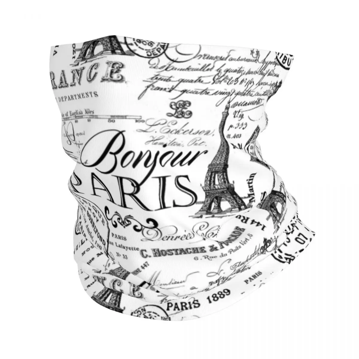 Винтажная парижская черно-белая бандана с ностальгическим узором гетры принтом