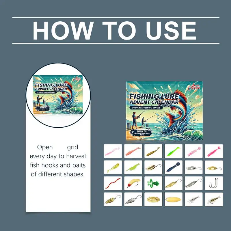 Адвент-календарь для рыбалки 24-дневный календарь обратного отсчета рыболовный