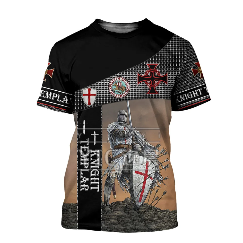 

Retro Samurai Pattern Knights Templar 3D Print TShirt Streetwear Spring Summer Short Sleeve Oversized T-Shirt Loose Men Clothing