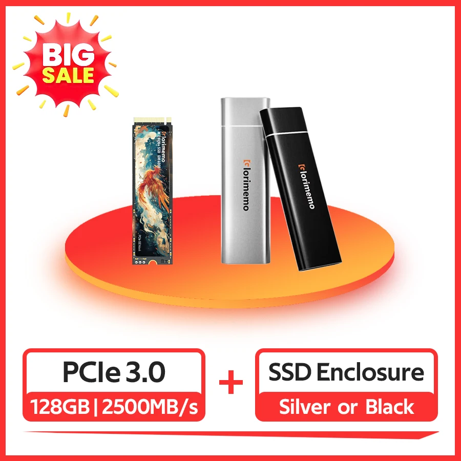 Портативный SSD Glorimemo USB 3.1 Type-C и M.2 NVMe PCIe 3.0 2280 128 ГБ Внутренний твердотельный