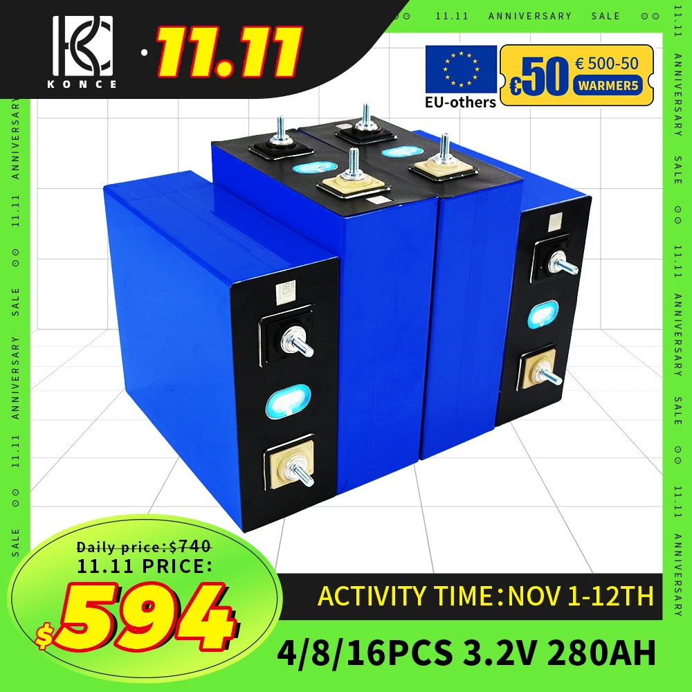 Ceny 3.2v 280Ah Lifepo4 Bateria 4/8/16 Sztuk Brand New A-class W Pełni Dopasowane DIY Z Szyną Zbiorczą ładowalny Akumulator Na Wózek Golfowy EV