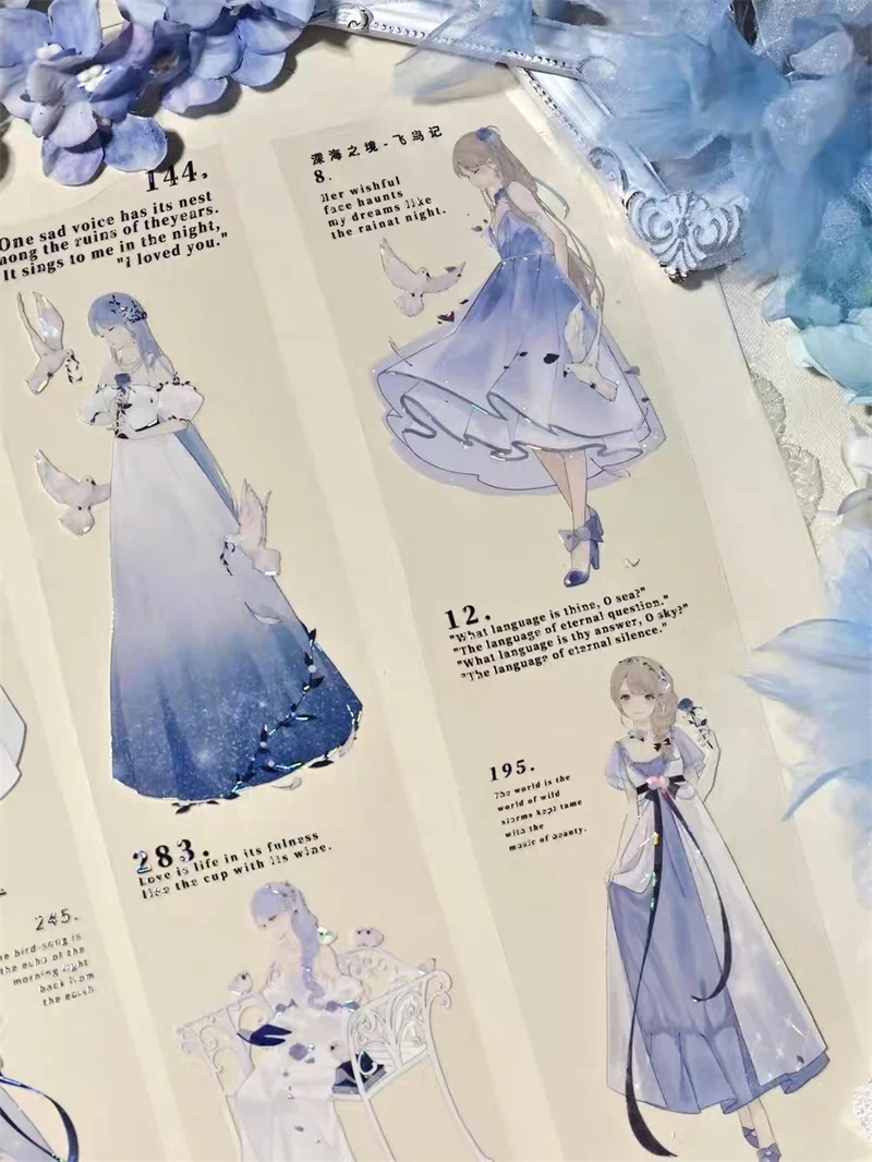 

Lovely Fly Bird Girl PET Tapes Craft Supplies DIY Scrapbooking Card Making Decorative Plan Sticker