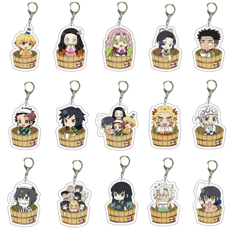 

Anime Demon Slayer Tanjirou Nezuko Zenitsu Inosuke Keychain Double Sided Acrylic Car Keychain Backpack Charm Decoration Gift