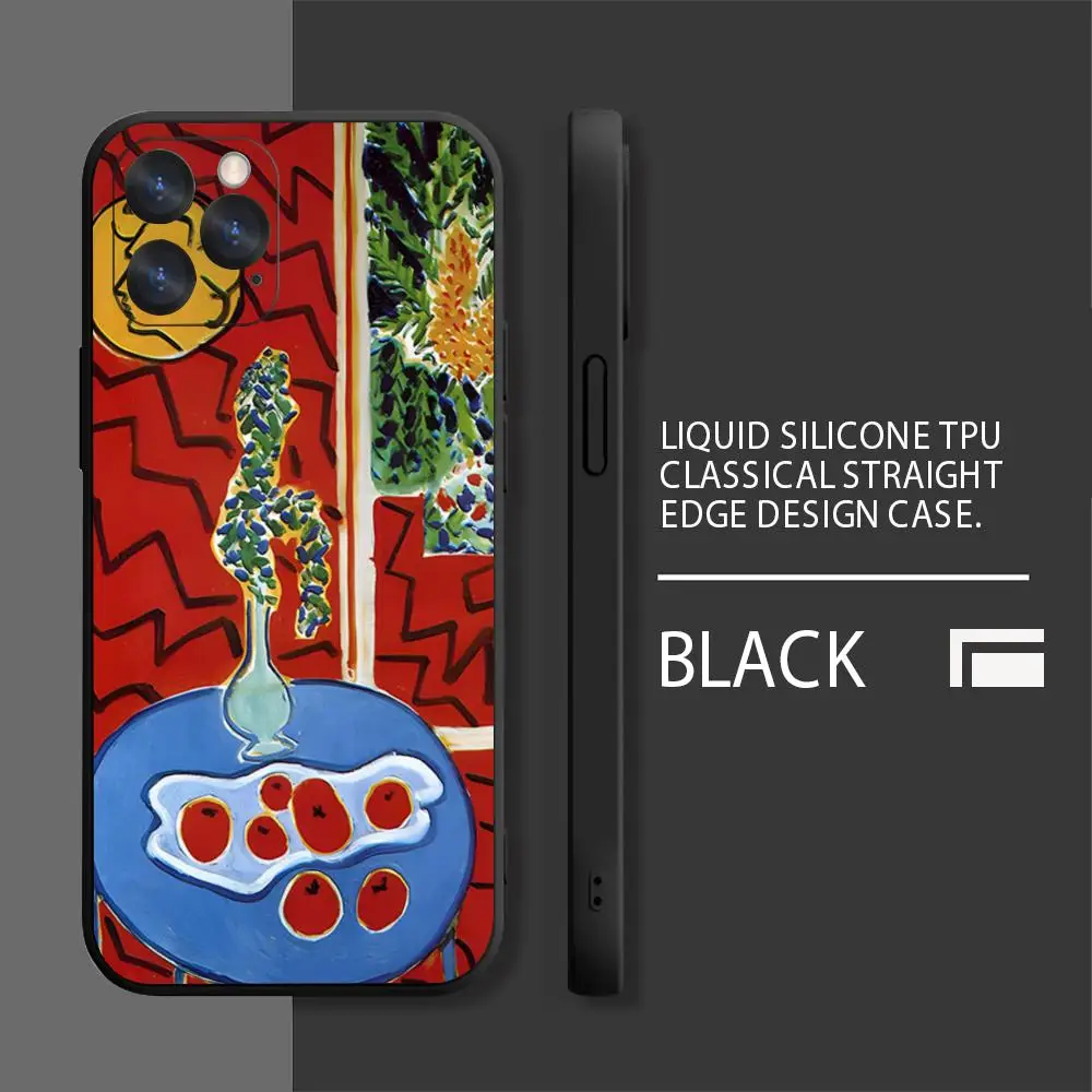 Чехол для телефона Henri Matisse Art MINISO черный TGU Iphone 16 Pro Max 15 14 13 Mini 11 12 Xr X Xs 7 8 Plus чехол Samsun