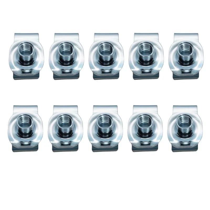 10/5 шт. U-образные зажимы M10 10 мм Q312, тростниковая гайка, листовые пружинные гайки, черные, серебристые для автомобиля, мотоцикла, скутера, квадроцикла, мопеда