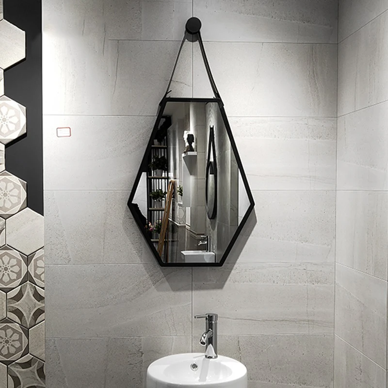 Irregular Mirror Frame Geometric Bathroom Big Vanity Wall Mirror Full Length Shower Long Body Hexagon Wanddeko Home Design Gift