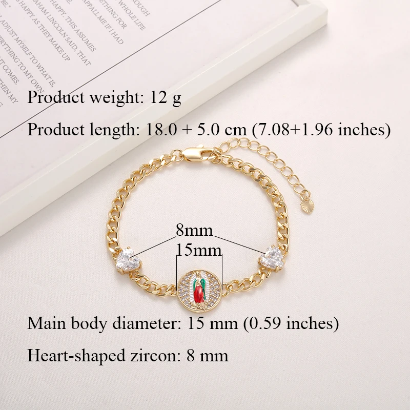 Серая Птица Сердце Циркон Дева Мария мама женские модные религиозные браслеты