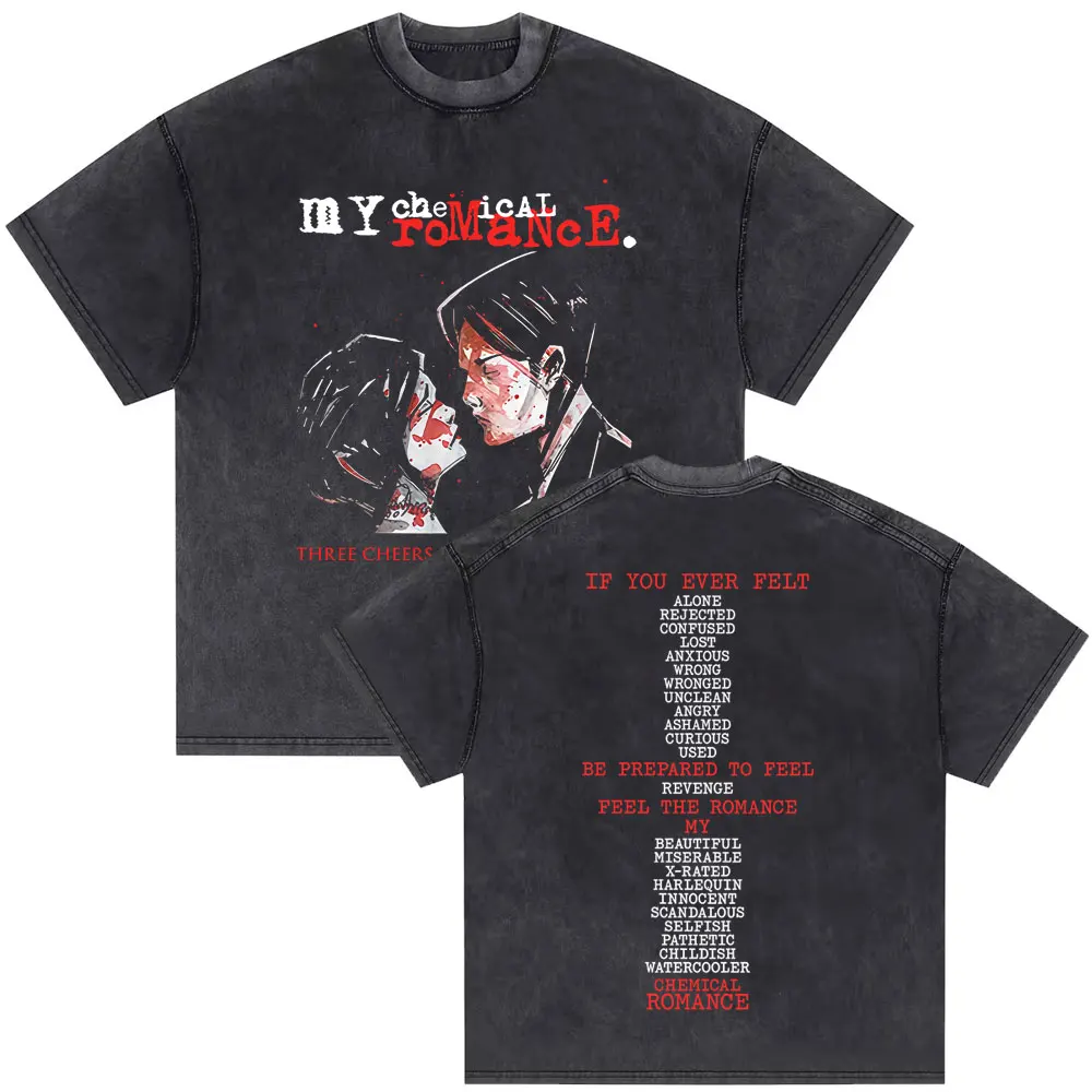 Фото Ограниченная серия в стиле панк-группа My Chemical Romance Three Cheers for Sweet Revenge, винтажные футболки для мужчин и женщин, футболки большого размера в стиле рок №3