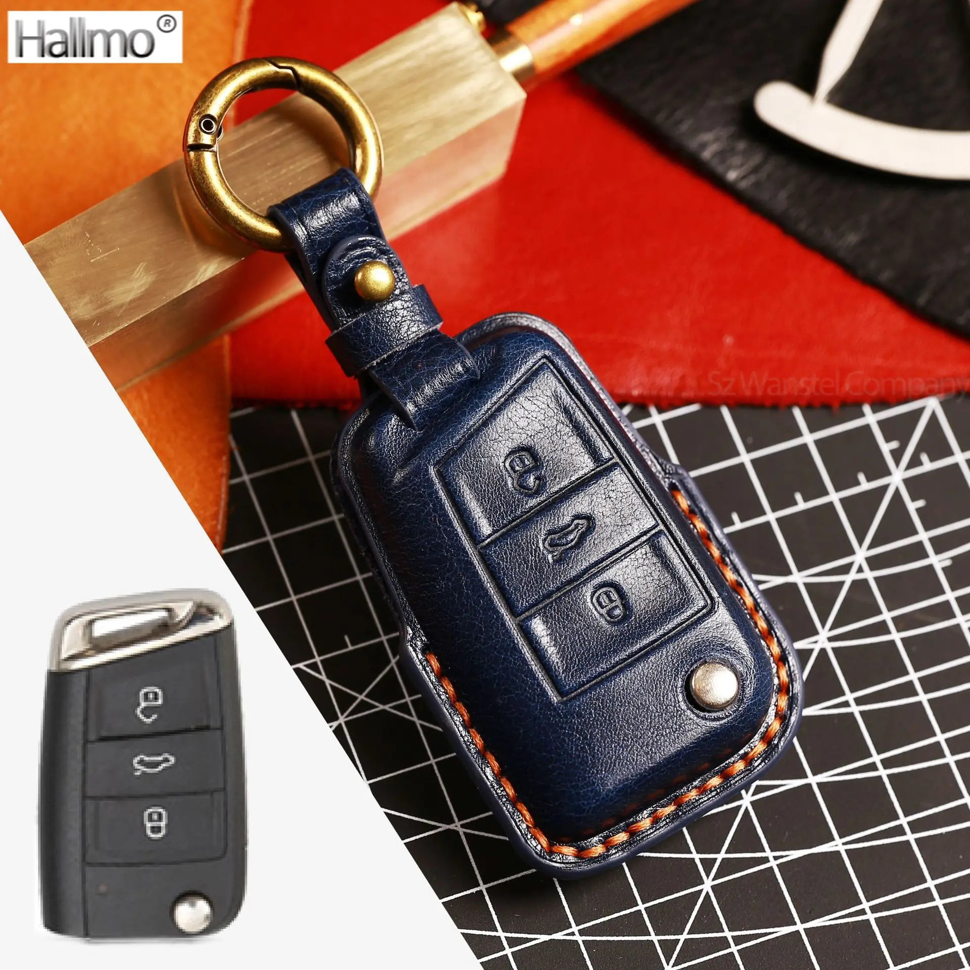 

Кожаный чехол для автомобильного ключа, чехол для VW Volkswagen Golf 7 MK7 Tiguan MK2, Seat Ateca Leon FR 2 Ibiza Skoda Octavia