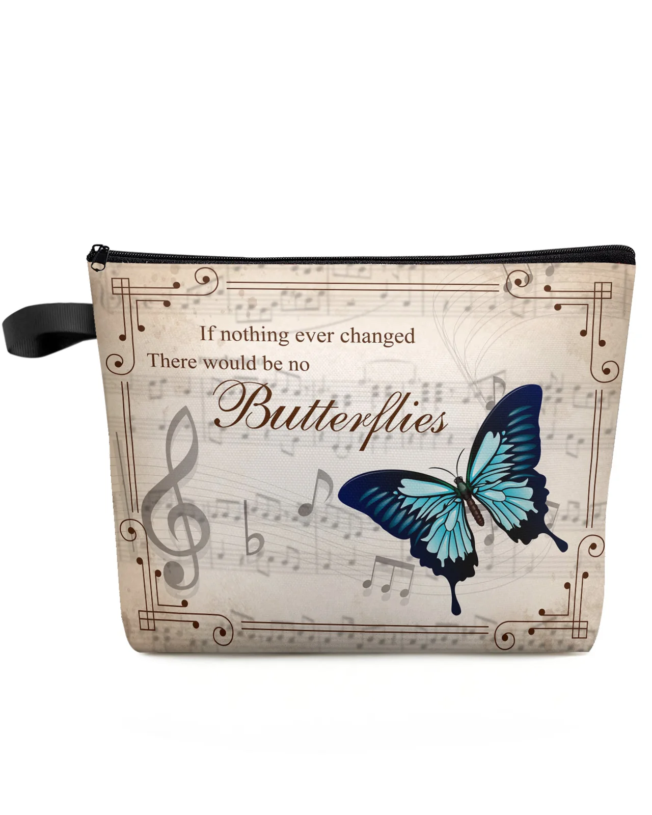 

Butterfly Retro Musical Note Vintage Makeup Bag Pouch Travel Essentials Women Cosmetic Bags Toilet Organizer Storage Pencil Case