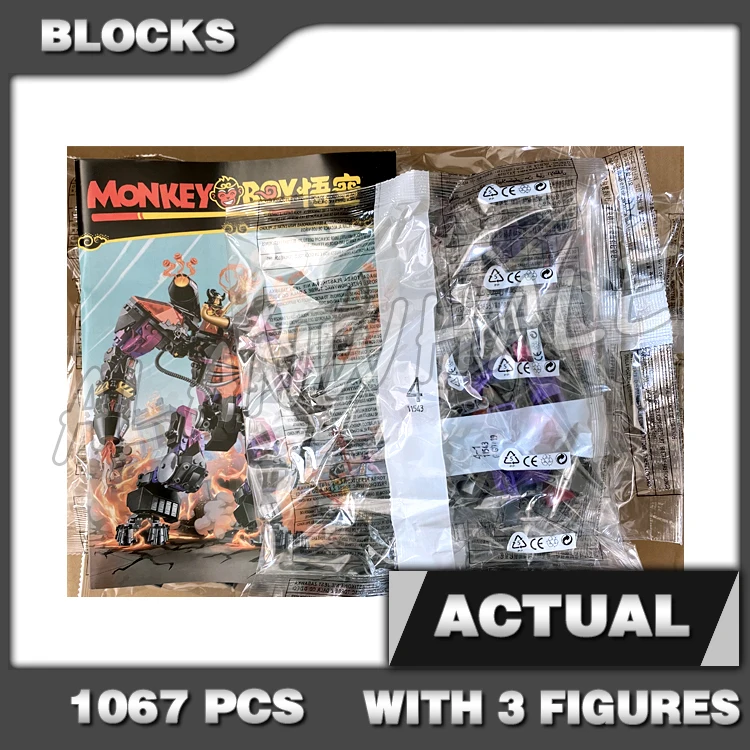 

1067pcs Monkie Kid Villain Demon Bull King Mech Flame Thrower Princess Iron Fan 11543 Building Blocks Boys Compatible With Model