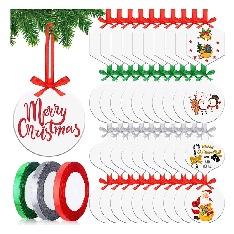 50 шт. 3-дюймовая белая пустая акриловая рождественская лента легкие