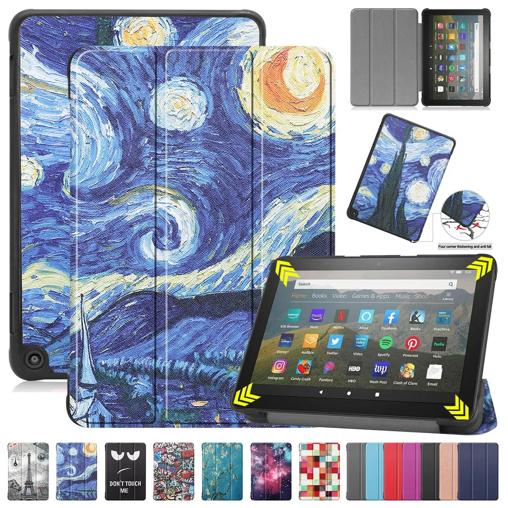 

Case For Kindle Fire HD10 2019/2017 Tablet PU Leather Wake / Sleep Smart Anti-fall Adjustable Folding Stand Cover