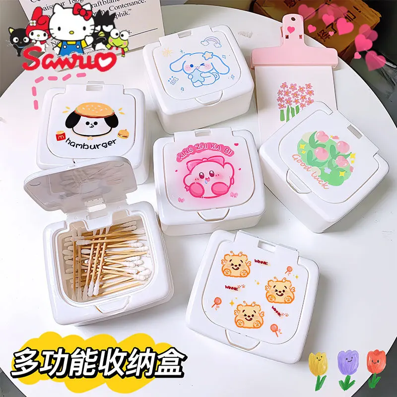 

Sanrio Melody Kuromi Hello Kitty Cinnamoroll Pochacco Desktop Storage Box, Push-on Cotton Pad Storage Box, Clutter Storage Box