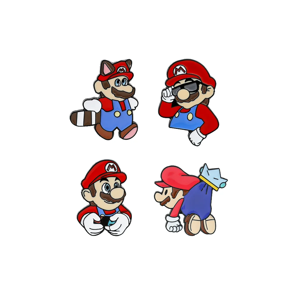 4 шт. металлическая брошь в виде игры супермарио