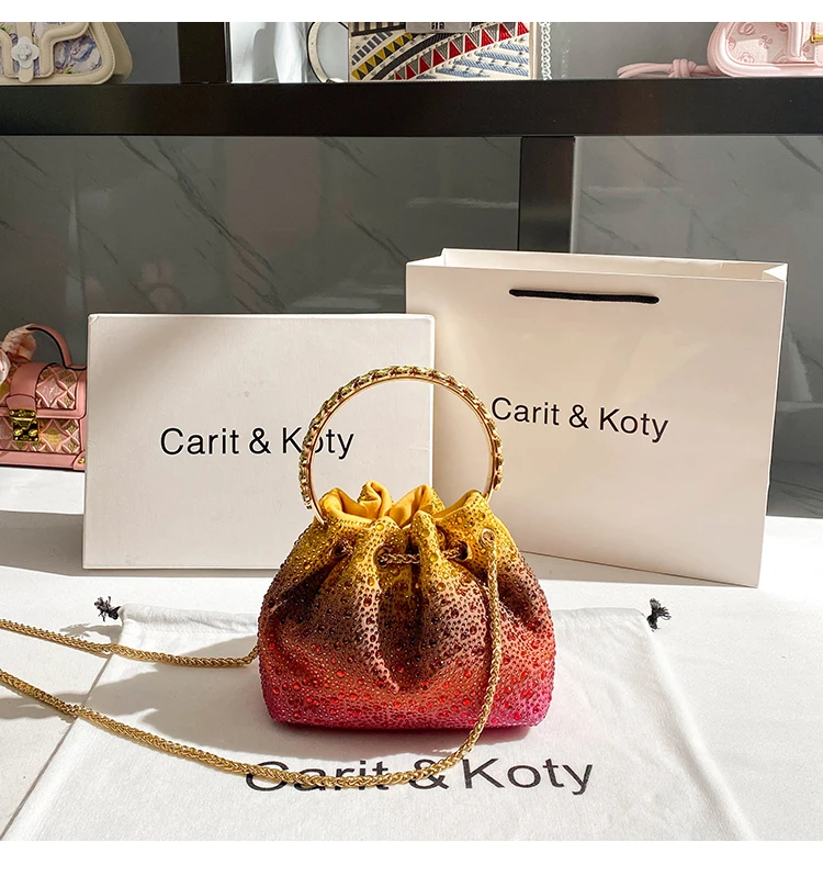 Shiny Diamond Evening Clutch Bag Women's Luxury Handbag Crystal Rhinestone Bling Purse Wedding Party Shoulder Messenger Bag