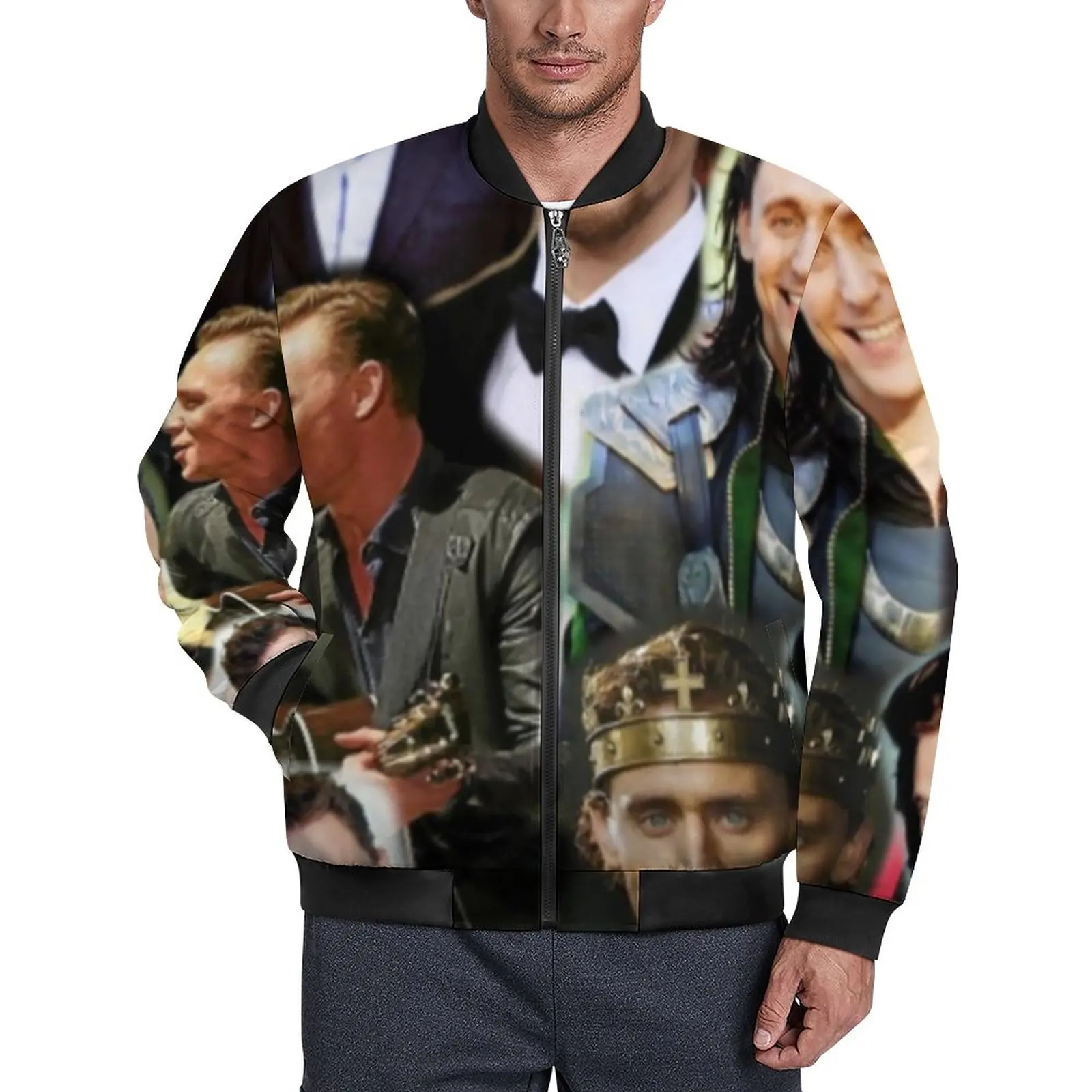

Повседневные мужские куртки с коллажем Tom Hiddleston, пальто с фигурками из фильма, осенняя уличная стильная куртка на молнии, свободная ветровка с графическим рисунком