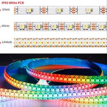 SK6812 RGBW Led Strip Light 4 IN 1 Similar WS2812B 30 60 144 LEDs/m Individual Addressable RGBWW Led Lights IP30 65 67 DC5V 2