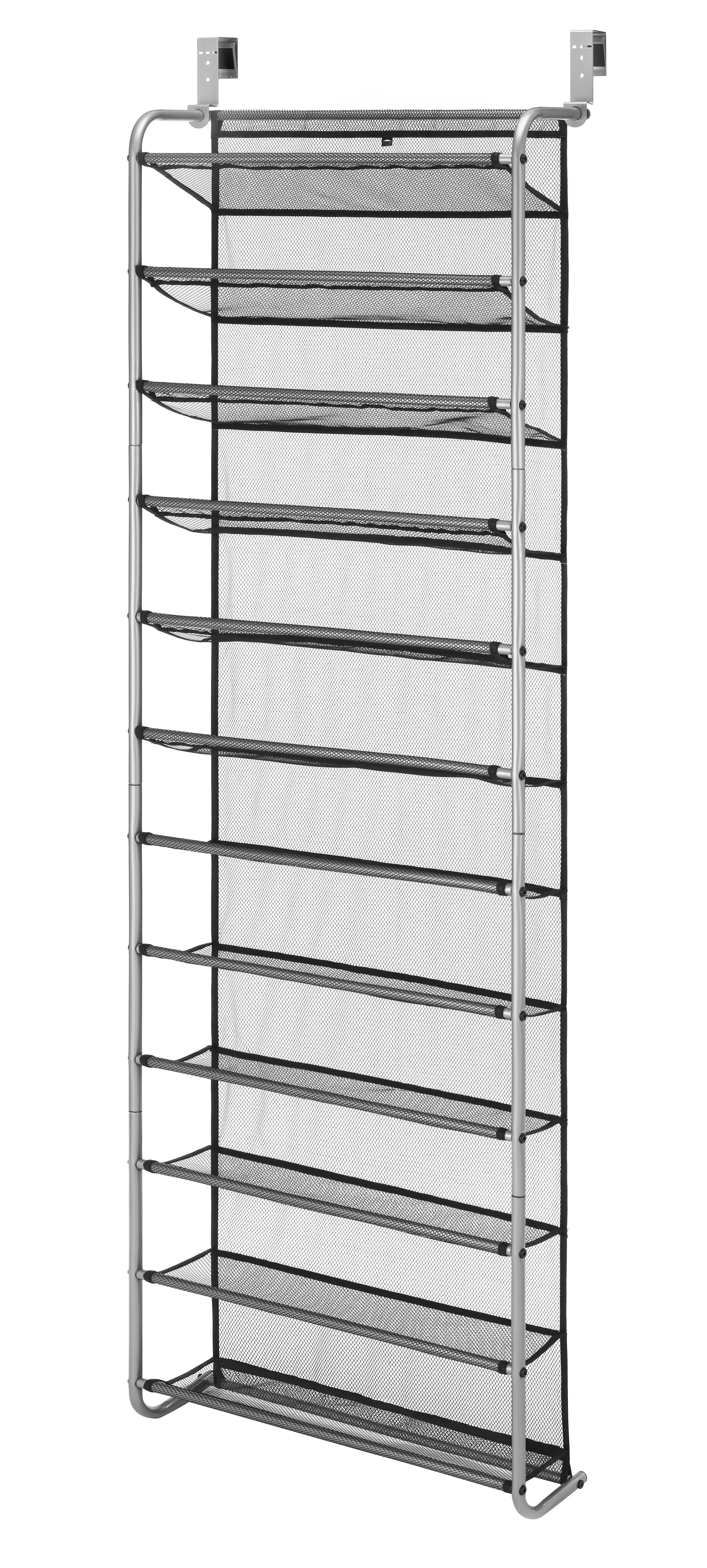 

-Tier Over The Door Shoe Rack, Metal, Gray