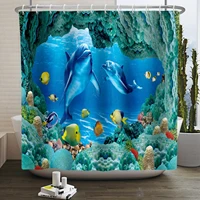 underwater world shower curtain colorful tropical fishes bathroom curtain polyester waterproof 12 pack plastic hooks decoration
