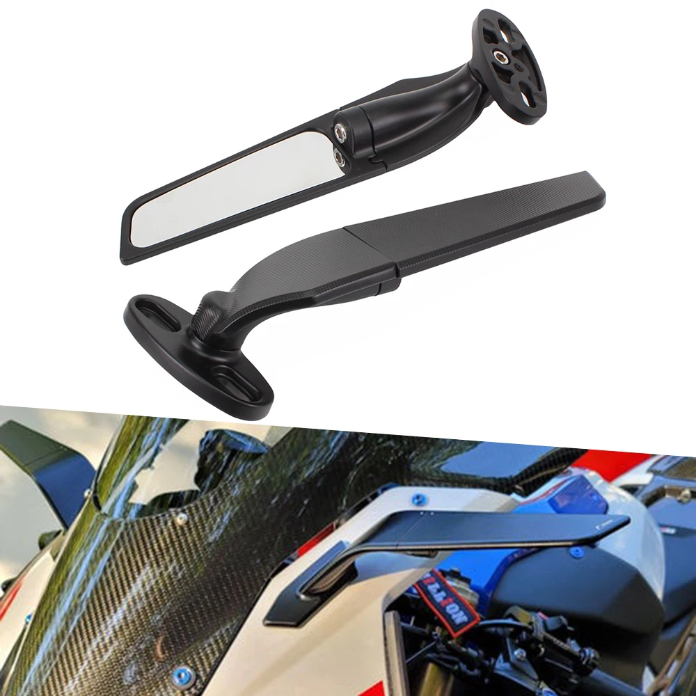 

For BMW S1000RR 2019 2020 2021 Rotatable Rearview Mirror Motorcycle Rear View Mirrors Wind Wing Adjustable Rotating Side Mirrors