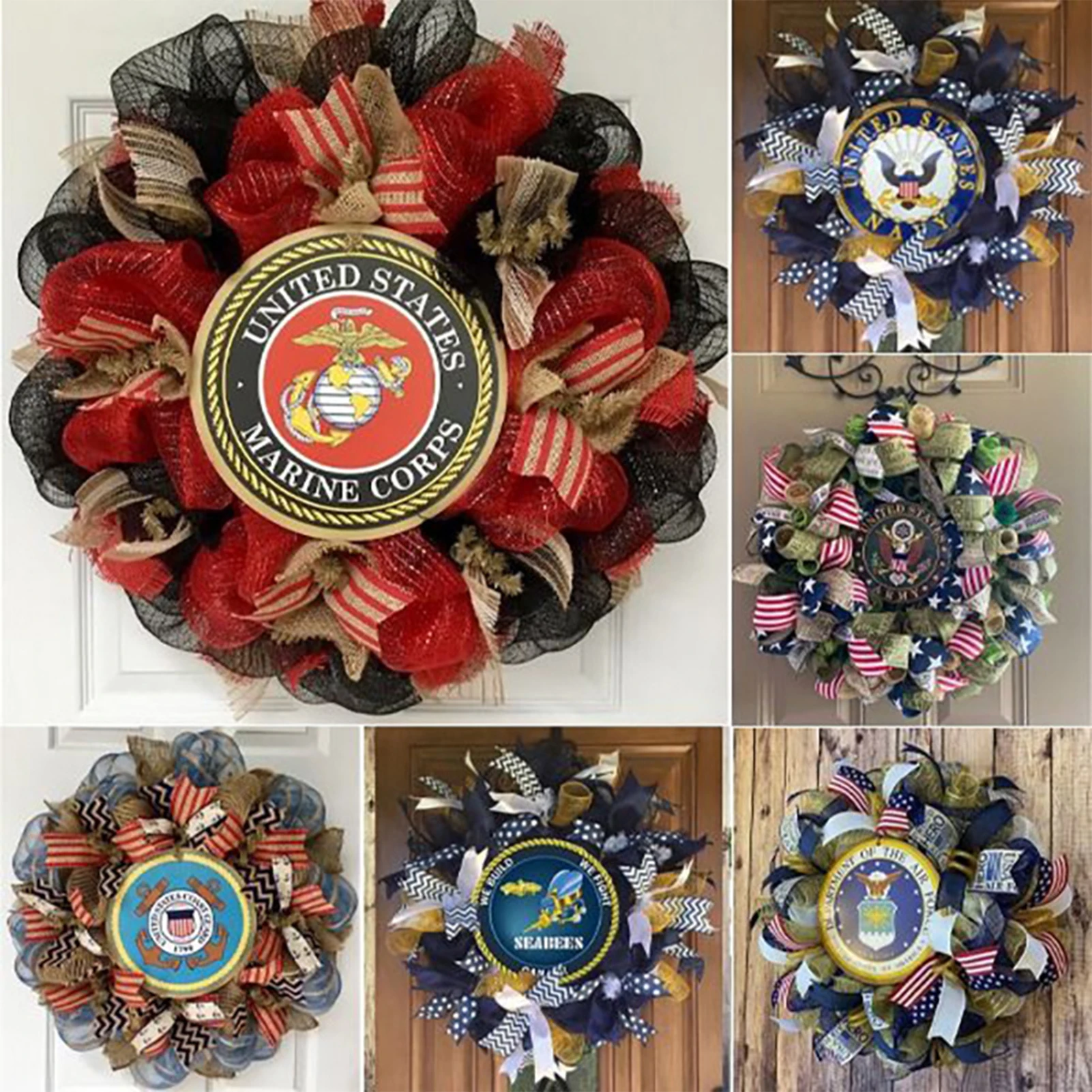 

Memorial Wreath Hanging Fronts Door Sign Independence Day Wall Patriotic Gift for Windows Wall Tombstone Decor Patriotic Garland