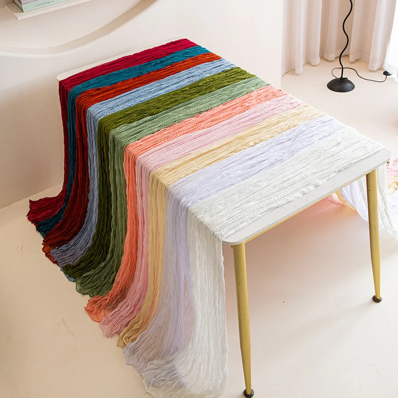 

1Pcs Wedding Table Runner Terracotta Gauze Table Runner 35x120 Inch Boho Cheesecloth Table Runner Party Table Cover