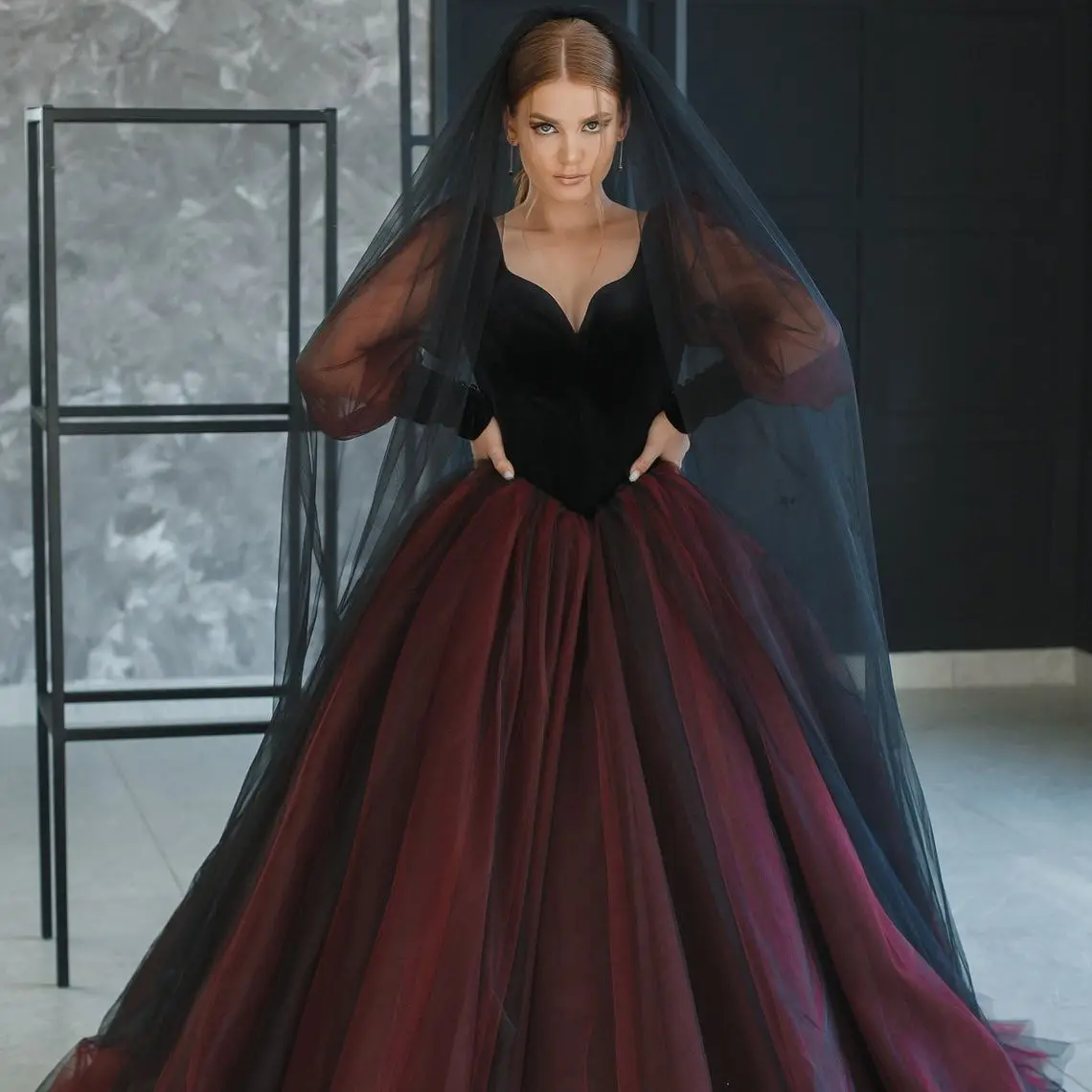 

Готические черные свадебные платья с длинным рукавом элегантные свадебные платья корсет на шнуровке винтажное платье