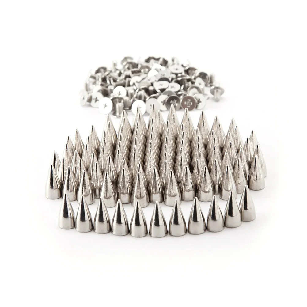 

100PCS Cone Spikes Screwback Studs For DIY Craft Clothing Punk Style Rivets ( Silver )