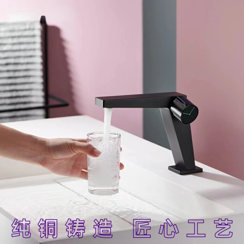 

Gun Gray Household Bathroom Wash Basin Faucet Wash Basin Basin Copper Washstand Bathroom Hot and Cold Water