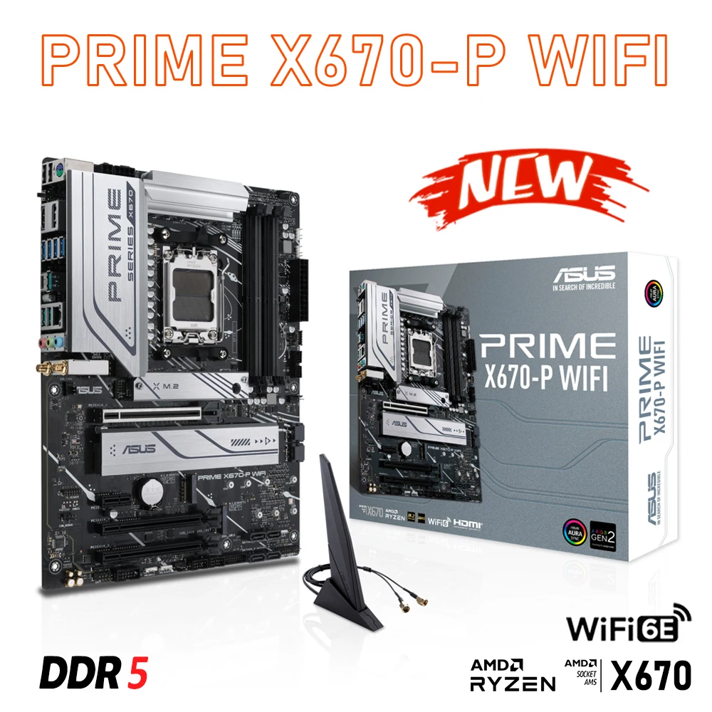 

ASUS PRIME X670-P WIFI ATX Motherboar DDR5 Memory AMD Ryzen 7000 Series Processor WIFI 6 Mainboard Socket AM5 Bluetooth v5.2 NEW