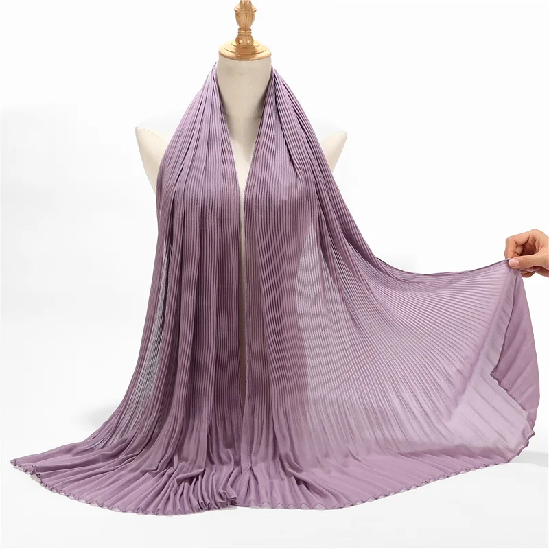 

2023 New Arrival Pleated Chiffon Crinkle Hijab Head Scarf Headwraps For Women In Dubai Saudi Muslim Summer Winter Scarf Shawls