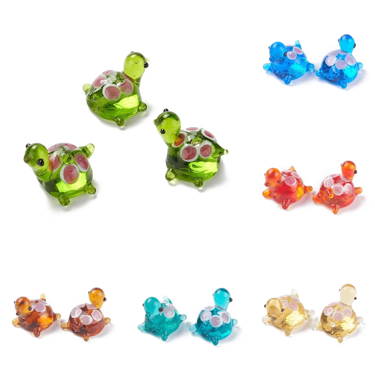 

5Pcs Handmade Lampwork 3D Murano Turtle Beads Glass Animal Spacer Charms Pendant For Necklace Bracelet DIY Jewelry Making