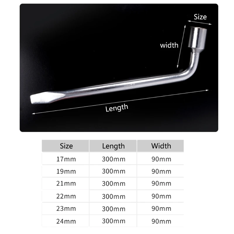 

Hexagon Car Spare Tire Lug Wrench for JACK Slotted End Socket Repair Tool