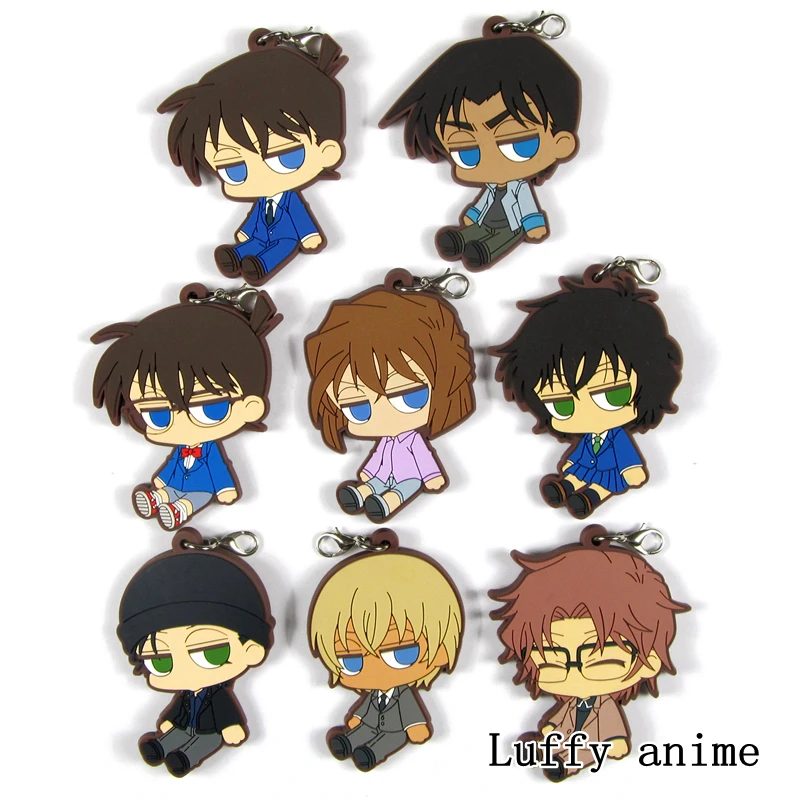 

Detective Conan Rubber Mascot Pendant Case Closed Conan Edogawa Amuro Tooru Haibara Ai Heiji kawaii Anime Phone strap Keychain