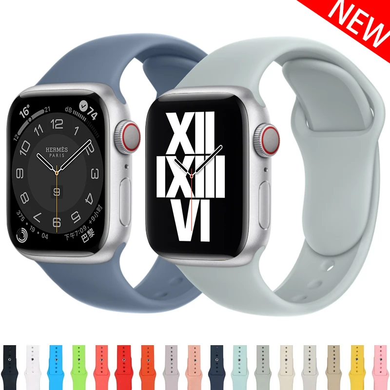 

Силиконовый ремешок для Apple Watch band ultra 49 мм 44 мм 42 мм 40 мм 38 мм, резиновые браслеты для Smart iWatch Series 3 se 6 7 8 41 мм 45 мм