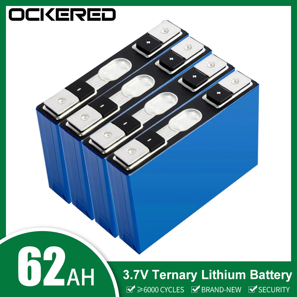 

Ockered 4-8Pcs Li-ion NMC CATL Cells CATL 3.7V 62Ah 60ah Prismatic NCM Lithium Battery High Capacity for Scooter Electric RV EV